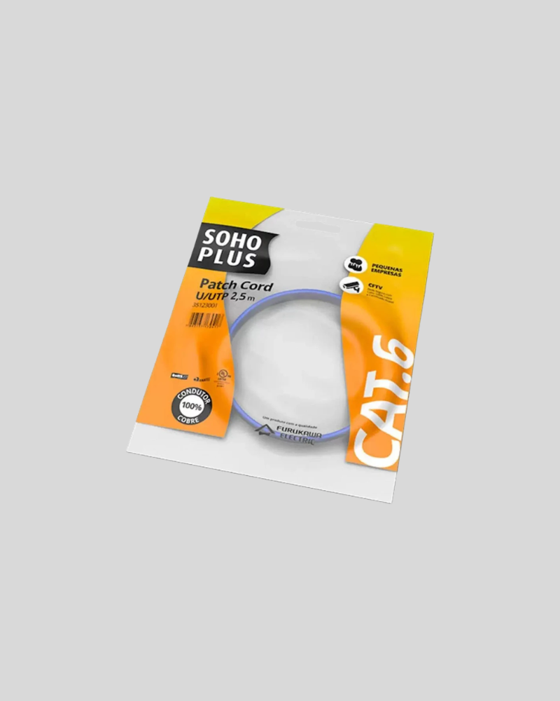 PATCH CORD COMPRIMENTO DE 2,50 – CAT6